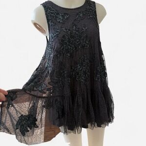 Anthropologie Black Lace & Tulle Mini Dress 🖤